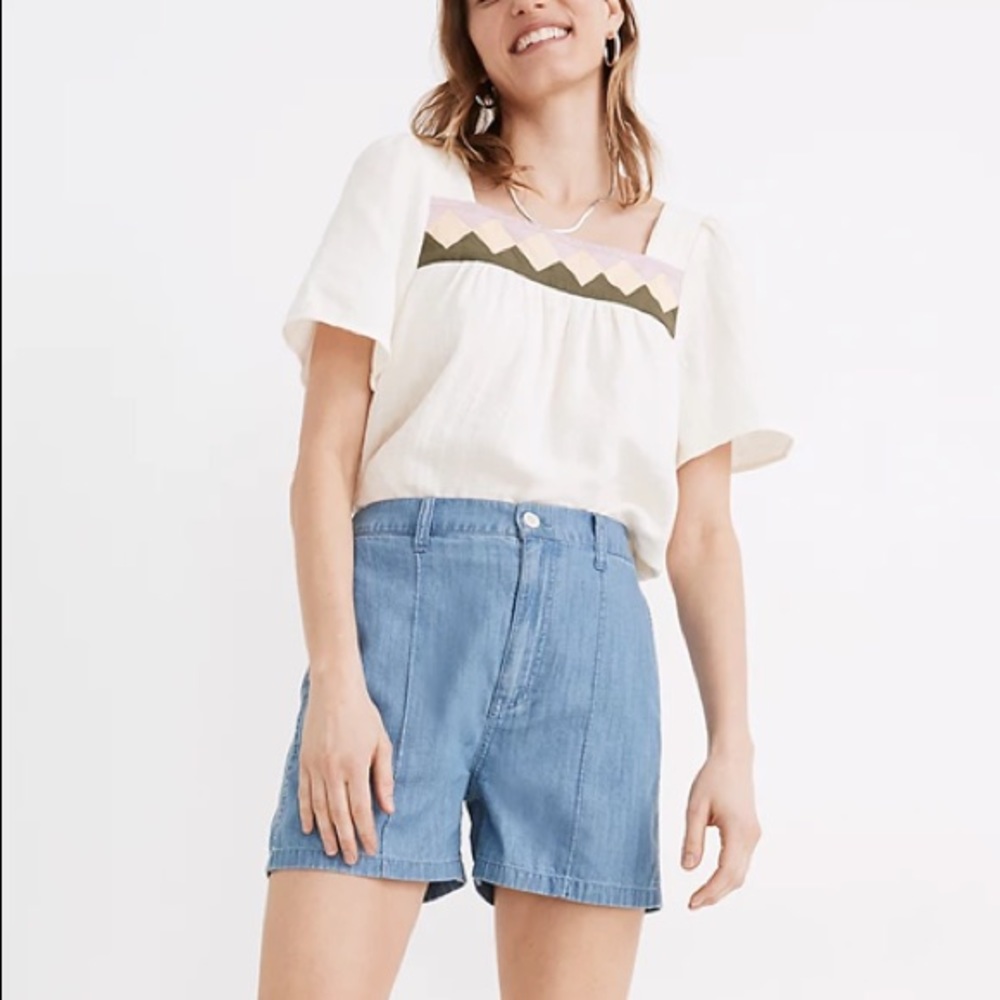 Madewell pintuck denim shorts